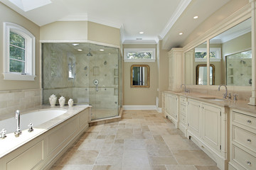 Wall Mural - Master bath with large glass shower