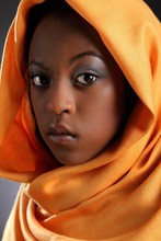 Beautiful Young Black Girl Wearing Headress