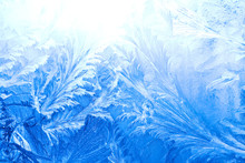 Ice Pattern On A Window In Winter