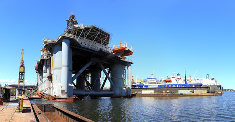 Oil rig in the shipyard in Gdansk, Poland.