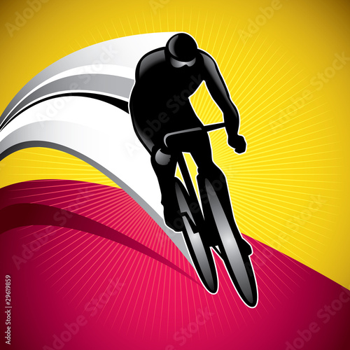 Obraz w ramie Designed background with bicycle driver.