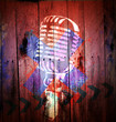 music background with microphone. Digital graffiti