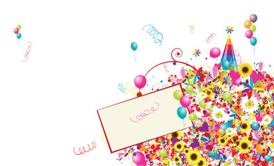 Wall Mural - Happy holiday, funny background with balloons for your design