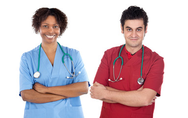 Wall Mural - Couple of young doctors