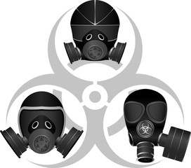 Wall Mural - gas masks and biohazard sign