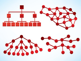 Wall Mural - different shiny business network diagrams