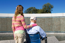 Grandfather Granddaughter Wheelchair WWII Memorial