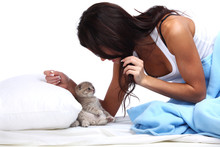 Waking Woman And Cat
