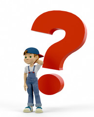 Wall Mural - Cartoon Boy question mark