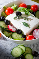 Canvas Print - feta  traditional greek cheese and greek salad