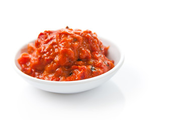 Ajvar, a delicious roasted red pepper and eggplant dish