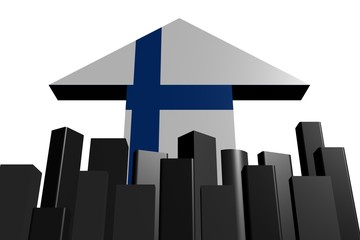 abstract skyline and Finnish flag arrow illustration