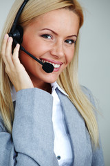 Wall Mural - woman call with headset