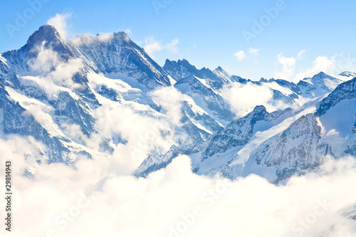 Obraz na płótnie canvas czteroczęściowy "tetraptyk" Część regionu jungfrau w szwajcarskich Alpach, Szwajcaria