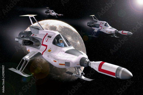 Naklejka dekoracyjna spaceship interceptor moon ufo