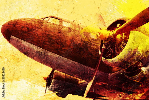 Board z aluminiowym obramowaniem Grunge stary samolot wojskowy, tło