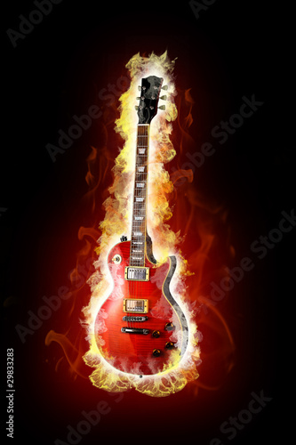 Obraz Dibond Gitara elektryczna ognia