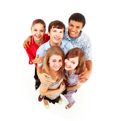 Poster - casual group of happy people isolated over white