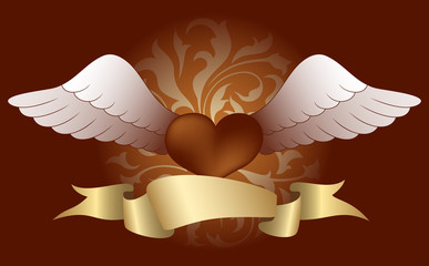 Wall Mural - Heart with wings (color)