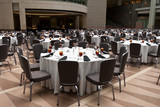 Fototapeta  - Large Room Set Up for a Banquet, Round Tables