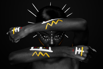 tribal face and arms hands