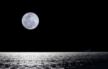 full moon over water