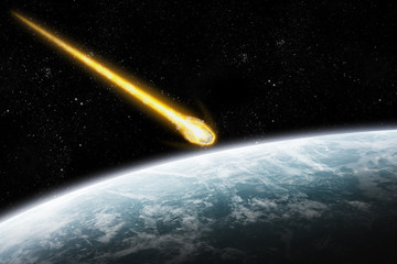 Wall Mural - asteroid and earth : meteor impact