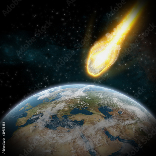 Fototapeta na wymiar Asteroid and Earth : meteor impact over europe