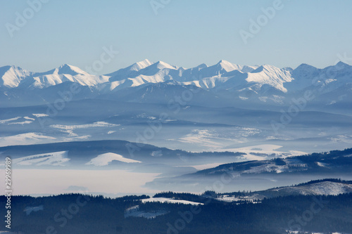 Board z aluminiowym obramowaniem Zimowy widok na tatry 5