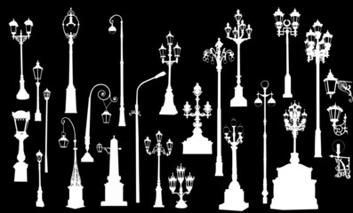 Poster - twenty five white street lamps