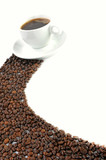 Fototapeta Paryż - Coffee cup and coffee beans