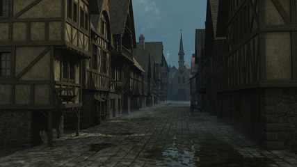 Fototapete - Mediaeval Street Scene - 1