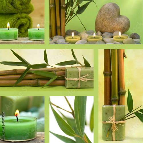 Fototapeta do kuchni Collage of green wellness motives