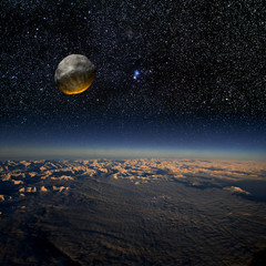 Wall Mural - asteroid impact on earth. real photo + 3d render. large image.