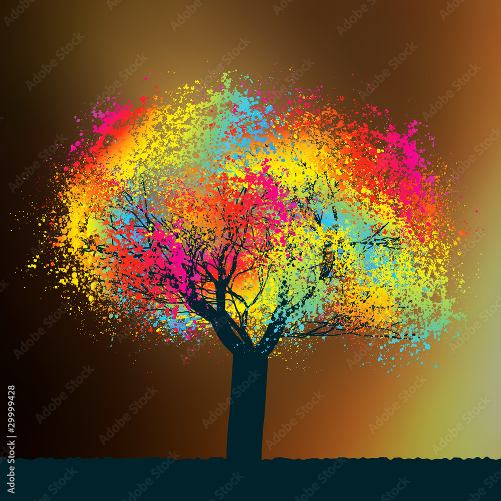 Abstract colorful tree. EPS 8 - obrazy, fototapety, plakaty 
