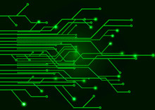 Green Circuit Board On A Black Background