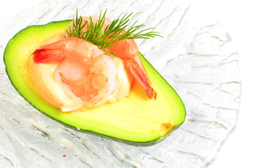 Canvas Print - Avocado stuffed with prawns