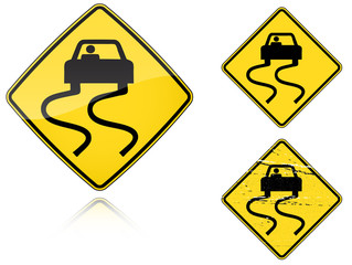 Variants a Slippery when wet - road sign