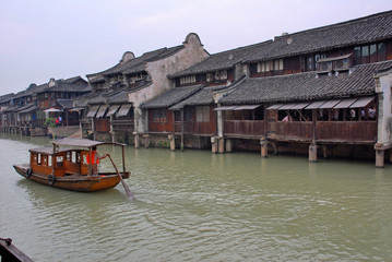 Wall Mural - China, Jangsu, the Xizha ancient village houses