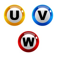 Wall Mural - A set of marbles font type, letter U to W
