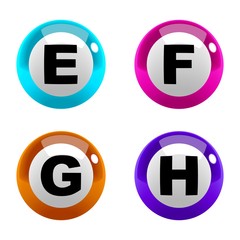 Wall Mural - A set of marbles font type, letter E to H