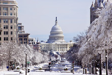 US Capital Pennsylvania Avenue After Snow Washington DC
