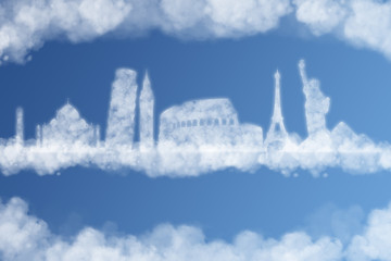 Wall Mural - travel the world clouds concept