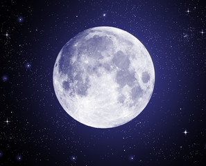 full moon in high resolution with stars in the background