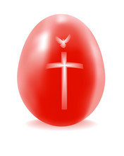 Red Egg With A Cross And Dove