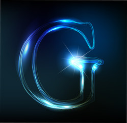 Glowing neon font. Shiny letter