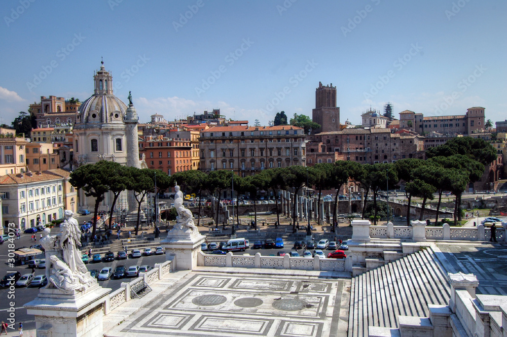 Overview of Piazza Venezia  at Rome - obrazy, fototapety, plakaty 