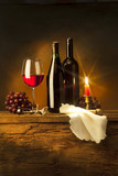 Fototapeta  - still life with red wine and candle