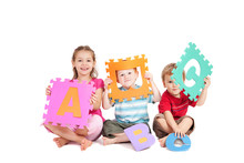 Kids Having Fun Learning Alphabet ABC