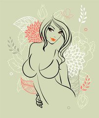 Wall Mural - Beauty floral woman